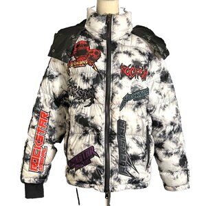 Rockstar Original Gray/Black/White Tie Dye Patches Giovan Puffer Jacket Men’s M